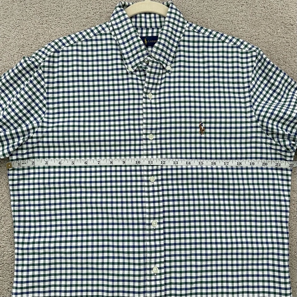 Ralph Lauren Blue, Green & White Checkered Oxford Shirt- Polo Button Down - Picture 14 of 17